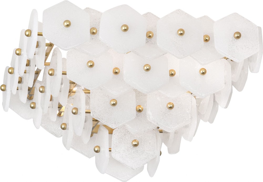 Robert Abbey Lighting-920-Jonathan Adler Vienna 4-Light Flushmount 16 Inches Wide and 10.625 Inches Tall   Modern Brass Finish with White Pulegoso Glass