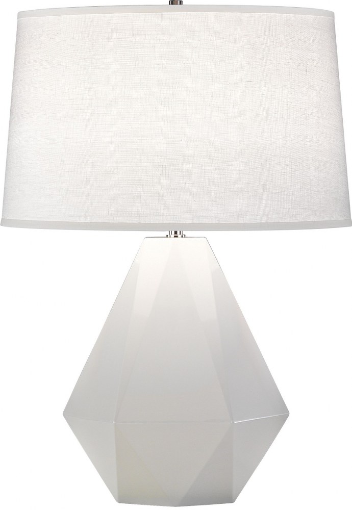 Robert Abbey Lighting-932-Delta 1-Light Table Lamp 10.25 Inches Wide and 22.5 Inches Tall Lily  Brown Tea Glazed/Polished Nickel Finish with Oyster Linen Shade