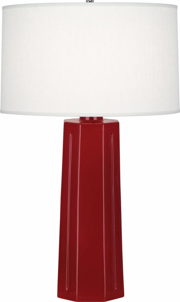 Robert Abbey Lighting-968-Mason 1-Light Table Lamp 6.5 Inches Wide and 25.875 Inches Tall Oxblood  Celadon Glazed Finish