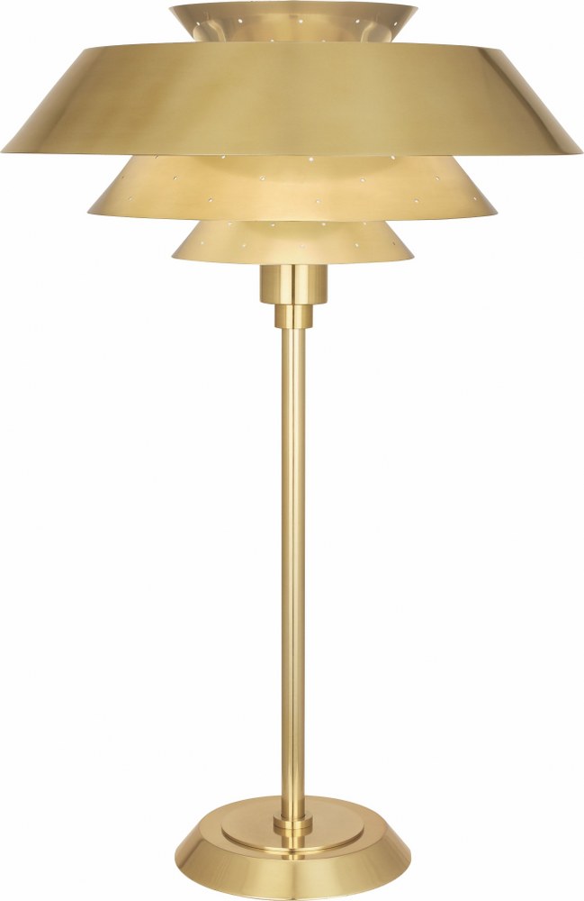 Robert Abbey Lighting-980-Pierce - One Light Table Lamp  Modern Brass Finish with Perforated Metal Shade