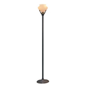 Robert Abbey Lighting-9824BRN-Beaux Arts - One Light Torchiere   Antique Rust Finish with Frosted Amber Seeded Glass