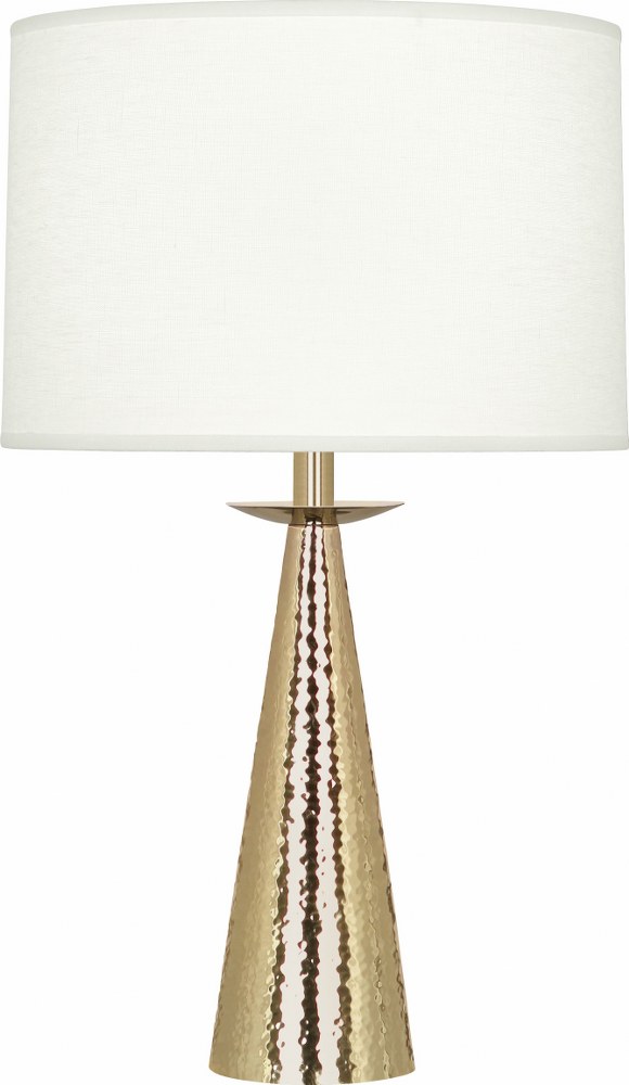 Robert Abbey Lighting-9868-Dal-One Light Table Lamp-4.5 Inches Wide by 23 Inches High   Modern Brass Finish with Oyster Linen Shade