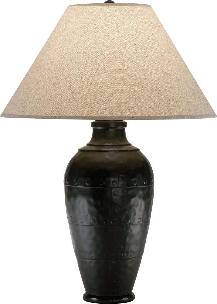 Robert Abbey Lighting-9939KRST-Foundry-One Light Table Lamp-8.75 Inches Wide by 29 Inches High   Antique Rust Finish with Brussels Linen Natural Fabric Shade