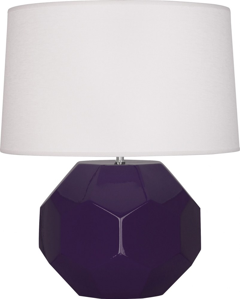 Robert Abbey Lighting-AM01-Franklin-1 Light Table Lamp-12.5 Inches Wide by 23.5 Inches High Amethyst  Amethyst Glazed Finish with Oyster Linen Shade