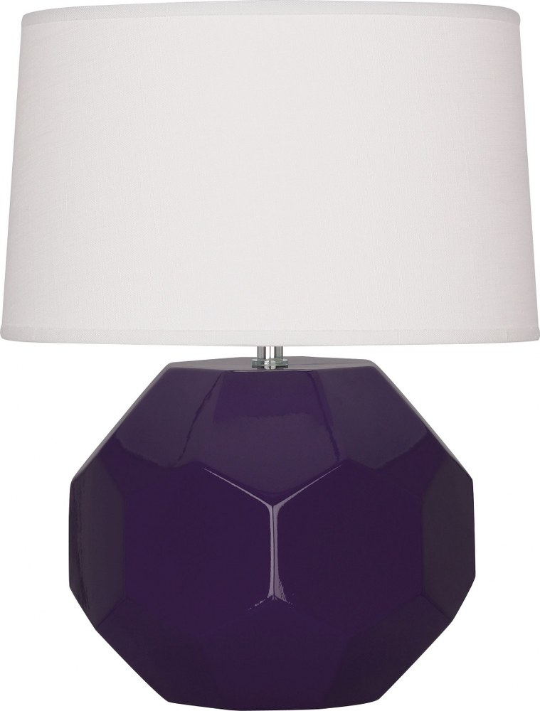 Robert Abbey Lighting-AM02-Franklin-1 Light Accent Lamp-9 Inches Wide by 16.38 Inches High Amethyst  Amethyst Glazed Finish with Oyster Linen Shade