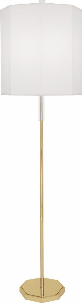 Robert Abbey Lighting-AW06-Kate-1 Light Floor Lamp-16 Inches Wide by 66.25 Inches High Modern Brass Ascot White Modern Brass/Crystal Finish with Ascot White Fabric Shade