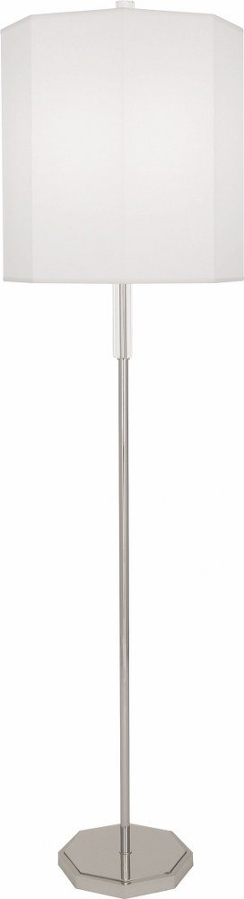 Robert Abbey Lighting-AW07-Kate-1 Light Floor Lamp-16 Inches Wide by 66.25 Inches High Polished Nickel Ascot White Modern Brass/Crystal Finish with Ascot White Fabric Shade