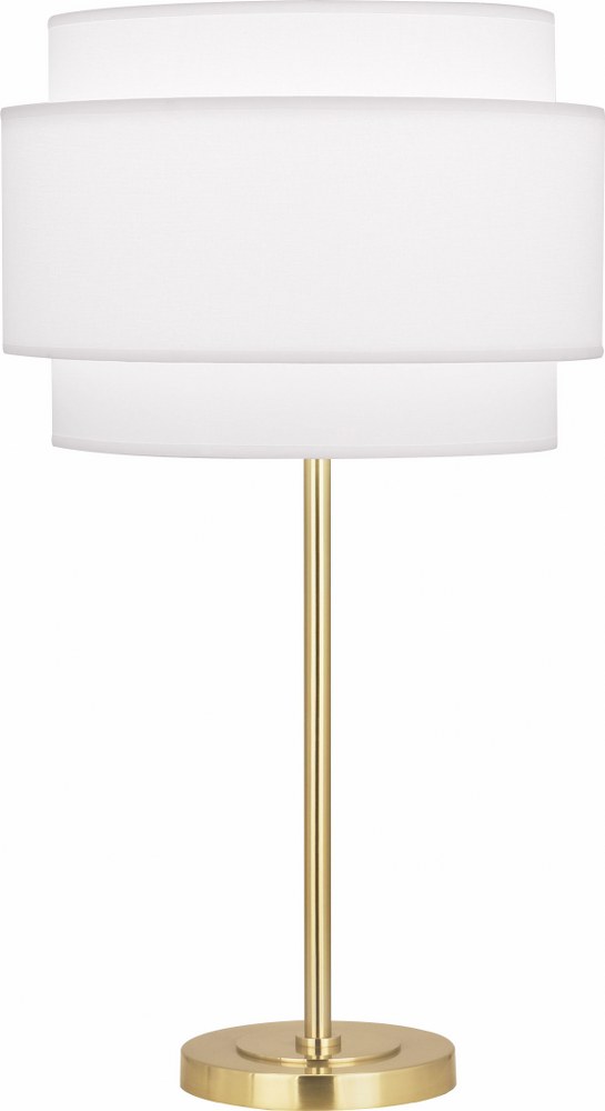 Robert Abbey Lighting-AW130-Decker-1 Light Table Lamp-7.5 Inches Wide by 28.75 Inches High Modern Brass Ascot White Modern Brass Finish with Ascot White Fabric Shade