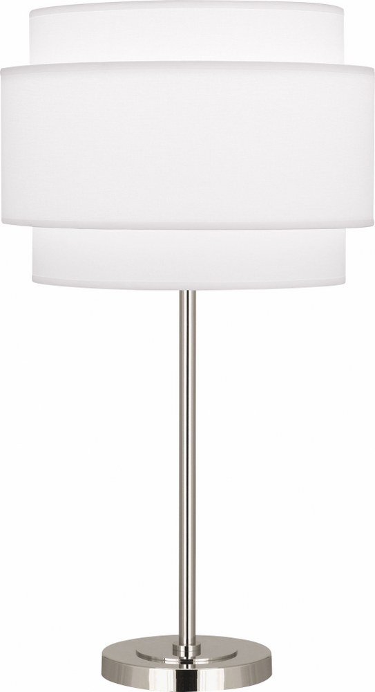 Robert Abbey Lighting-AW131-Decker-1 Light Table Lamp-7.5 Inches Wide by 28.75 Inches High Polished Nickel Ascot White Modern Brass Finish with Ascot White Fabric Shade