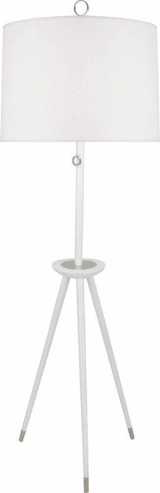 Robert Abbey Lighting-AW671-Jonathan Adler Ventana-1 Light Floor Lamp-15 Inches Wide by 68.75 Inches High   Ebony Wood/Antique Brass Finish with Ascot White Fabric Shade