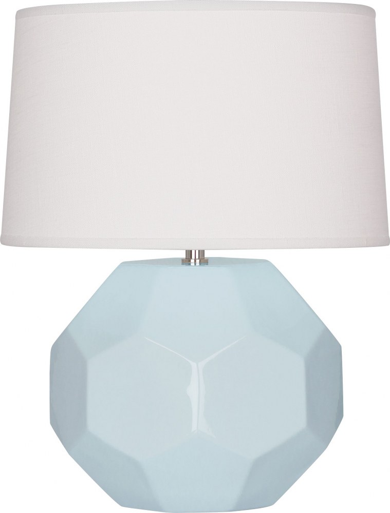 Robert Abbey Lighting-BB01-Franklin-1 Light Table Lamp-12.5 Inches Wide by 23.5 Inches High Baby Blue  Amethyst Glazed Finish with Oyster Linen Shade