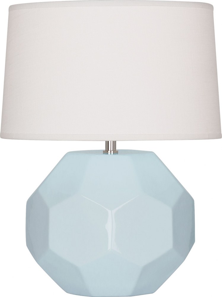 Robert Abbey Lighting-BB02-Franklin-1 Light Accent Lamp-9 Inches Wide by 16.38 Inches High Baby Blue  Amethyst Glazed Finish with Oyster Linen Shade