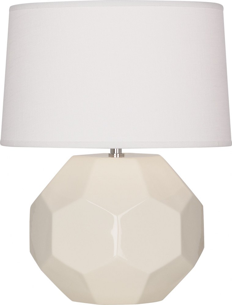 Robert Abbey Lighting-BN01-Franklin-1 Light Table Lamp-12.5 Inches Wide by 23.5 Inches High Bone  Amethyst Glazed Finish with Oyster Linen Shade