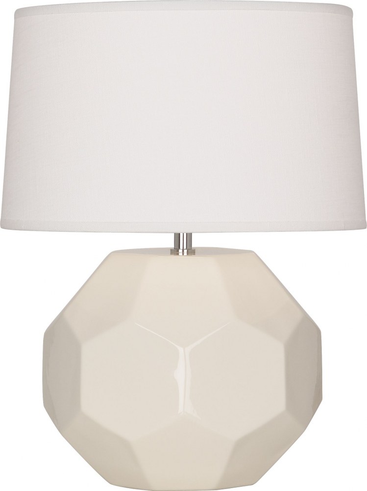 Robert Abbey Lighting-BN02-Franklin-1 Light Accent Lamp-9 Inches Wide by 16.38 Inches High Bone  Amethyst Glazed Finish with Oyster Linen Shade