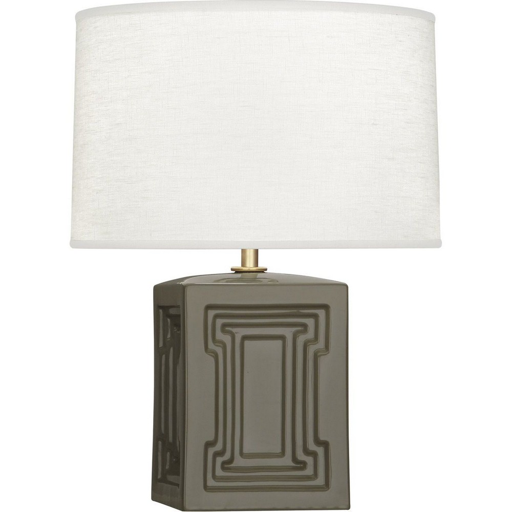 Robert Abbey Lighting-CG51-Williamsburg Nottingham - 18.13 One Light Table Lamp  Carter Gray Glazed/Modern Brass Finish with Frosted Glass with Oyster Linen Shade