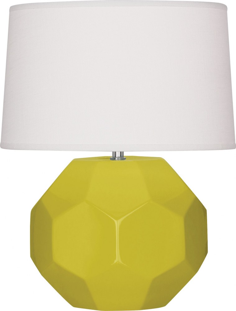 Robert Abbey Lighting-CI01-Franklin-1 Light Table Lamp-12.5 Inches Wide by 23.5 Inches High Citron  Amethyst Glazed Finish with Oyster Linen Shade