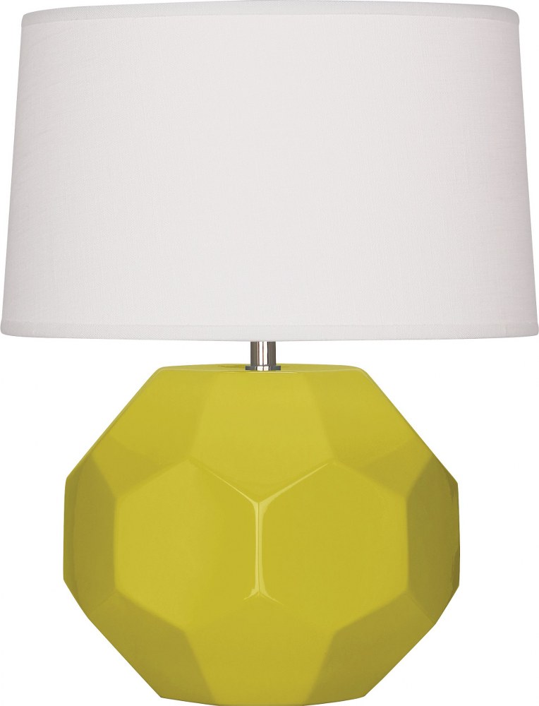 Robert Abbey Lighting-CI02-Franklin-1 Light Accent Lamp-9 Inches Wide by 16.38 Inches High Citron  Amethyst Glazed Finish with Oyster Linen Shade