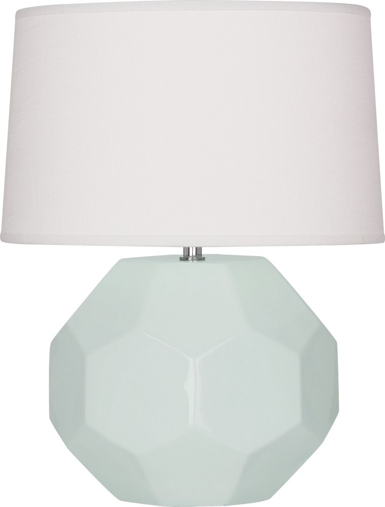 Robert Abbey Lighting-CL01-Franklin-1 Light Table Lamp-12.5 Inches Wide by 23.5 Inches High Celadon  Amethyst Glazed Finish with Oyster Linen Shade