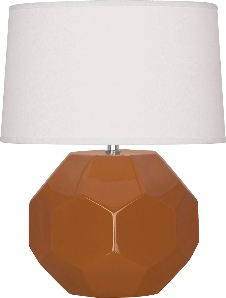 Robert Abbey Lighting-CM01-Franklin-1 Light Table Lamp-12.5 Inches Wide by 23.5 Inches High Cinnamon  Amethyst Glazed Finish with Oyster Linen Shade