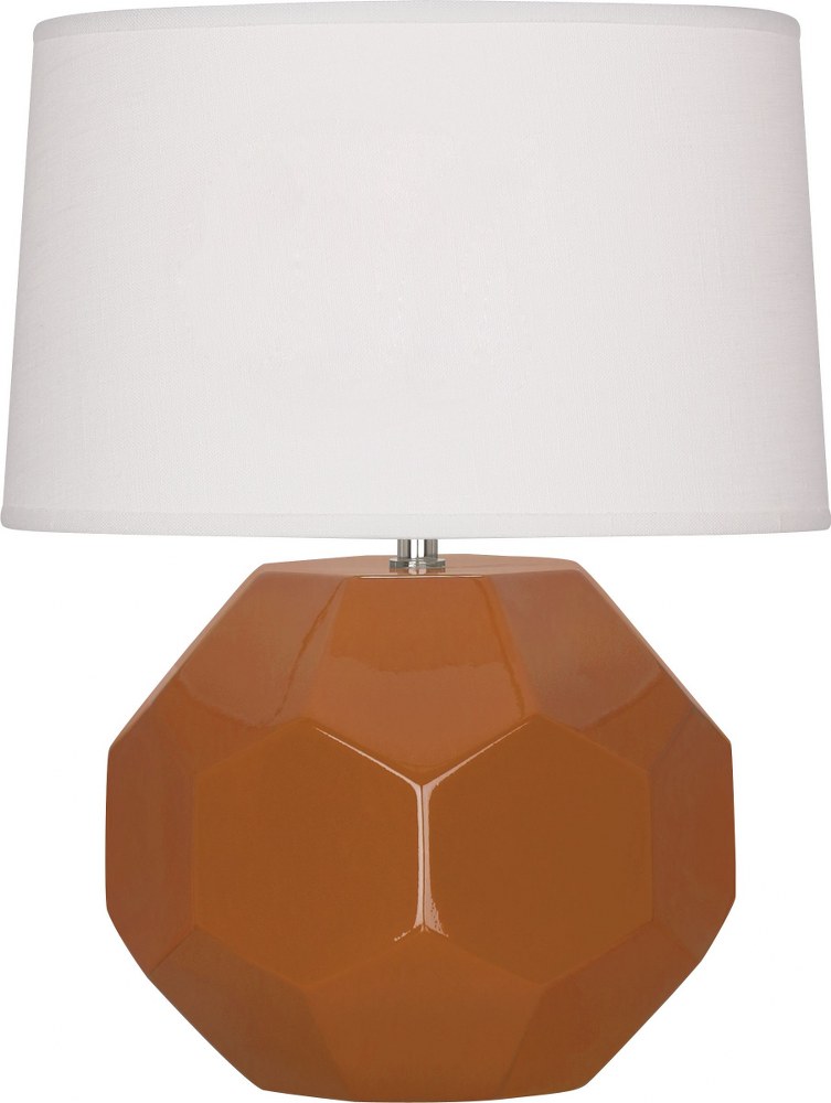 Robert Abbey Lighting-CM02-Franklin-1 Light Accent Lamp-9 Inches Wide by 16.38 Inches High Cinnamon  Amethyst Glazed Finish with Oyster Linen Shade