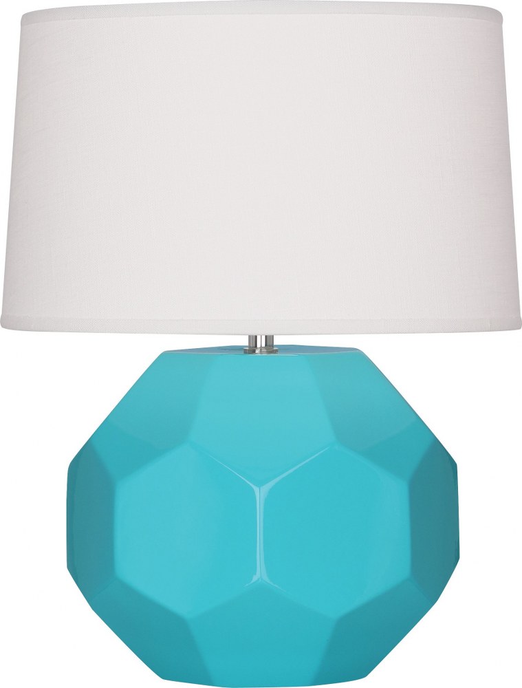 Robert Abbey Lighting-EB01-Franklin-1 Light Table Lamp-12.5 Inches Wide by 23.5 Inches High Egg Blue  Amethyst Glazed Finish with Oyster Linen Shade