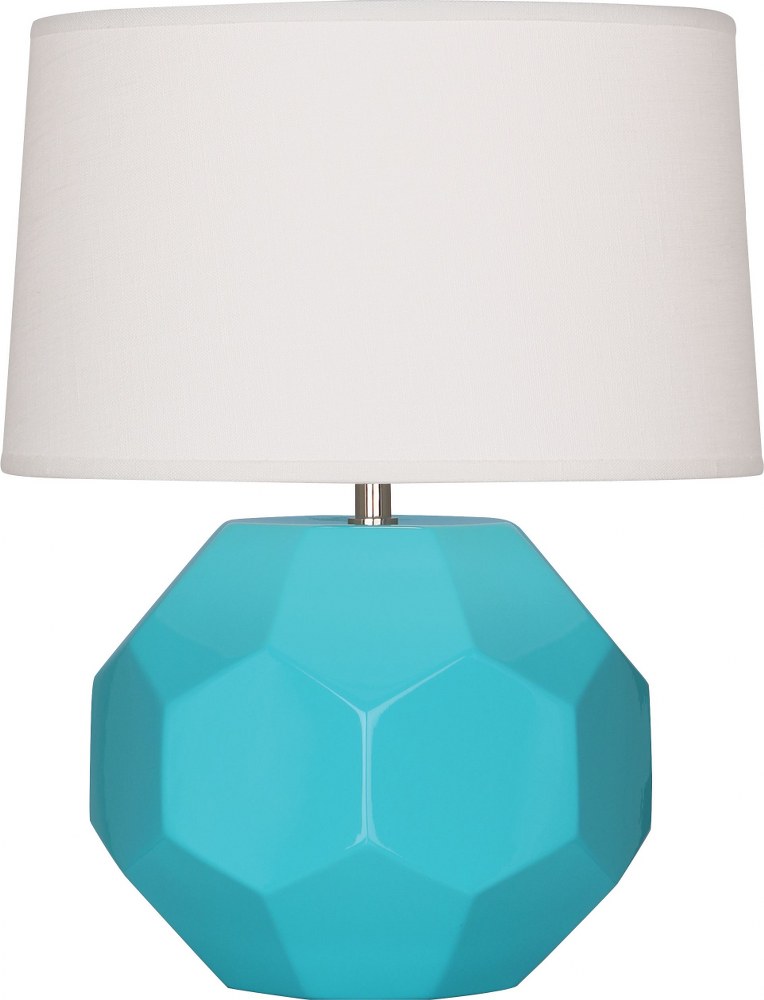 Robert Abbey Lighting-EB02-Franklin-1 Light Accent Lamp-9 Inches Wide by 16.38 Inches High Egg Blue  Amethyst Glazed Finish with Oyster Linen Shade