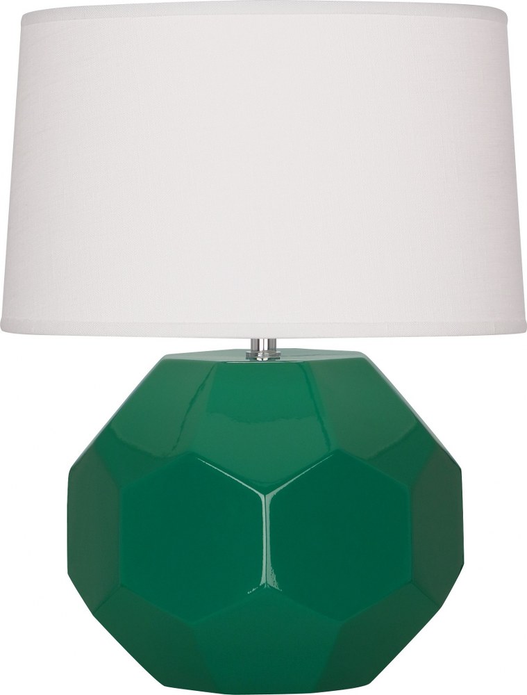 Robert Abbey Lighting-EG01-Franklin-1 Light Table Lamp-12.5 Inches Wide by 23.5 Inches High Emerald Green  Amethyst Glazed Finish with Oyster Linen Shade