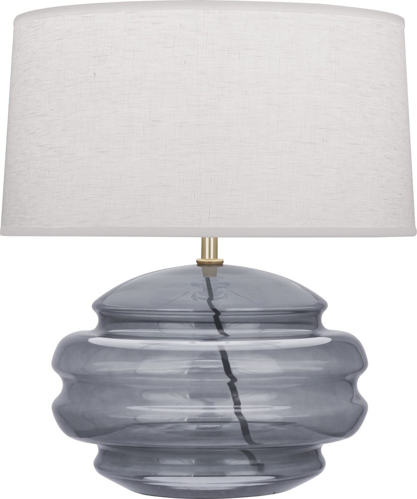 Robert Abbey Lighting-GY61-Horizon-1 Light Accent Lamp-11.88 Inches Wide by 17.5 Inches High Modern Brass Smoke Gray Modern Brass Finish with Clear Glass with Oyster Linen Shade