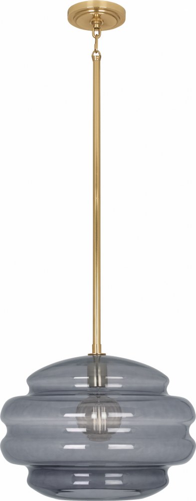 Robert Abbey Lighting-GY65-Horizon-1 Light Pendant-15.25 Inches Wide by 12.25 Inches High Modern Brass Smoke Gray Modern Brass Finish with Clear Glass