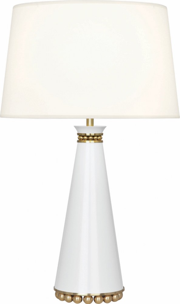 Robert Abbey Lighting-LY44X-Pearl-One Light Table Lamp-7.25 Inches Wide by 29.38 Inches High   Lily Lacquered Paint/Modern Brass Finish with Fondine Fabric Shade