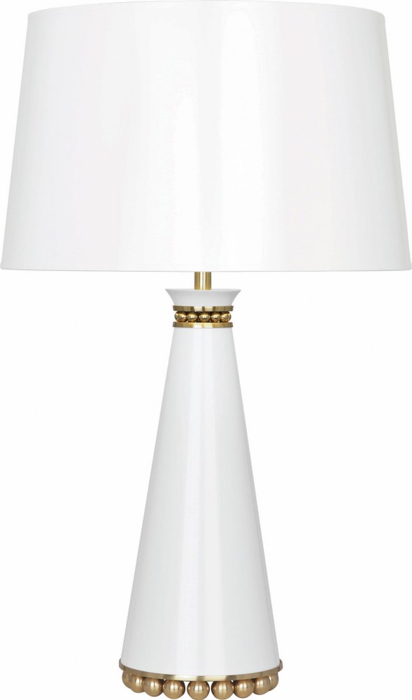 Robert Abbey Lighting-LY44-Pearl-One Light Table Lamp-7.25 Inches Wide by 29.38 Inches High   Lily Lacquered Paint/Modern Brass Finish with Lily Painted Opaque Parchment/Gold Shade