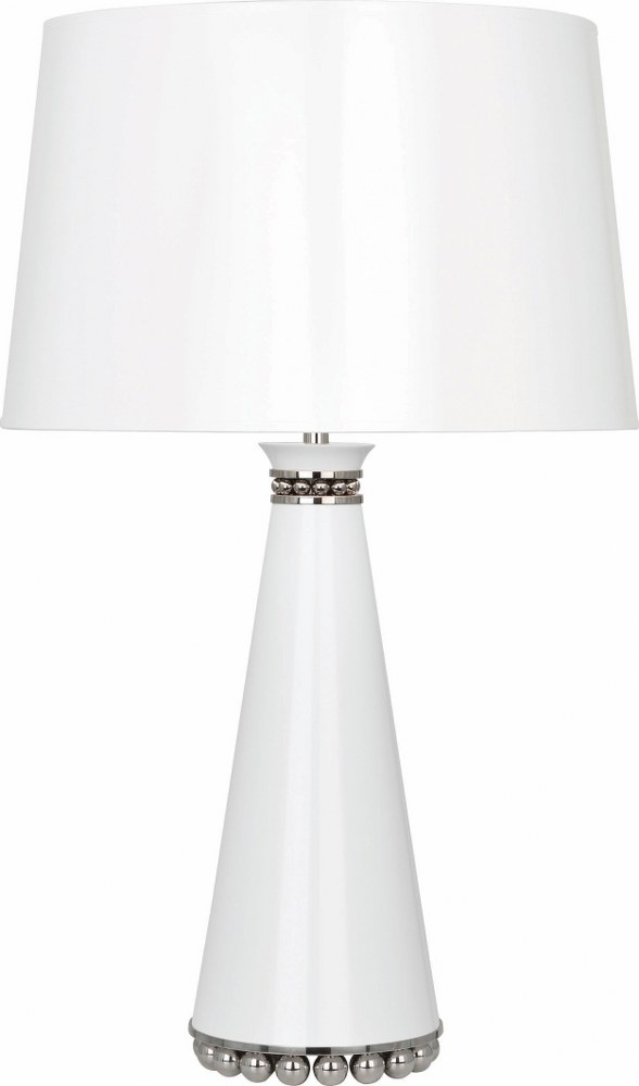 Robert Abbey Lighting-LY45-Pearl-One Light Table Lamp-7.25 Inches Wide by 29.38 Inches High   Lily Lacquered Paint/Polished Nickel Finish with Lily Painted Opaque Parchment/Silver Shade