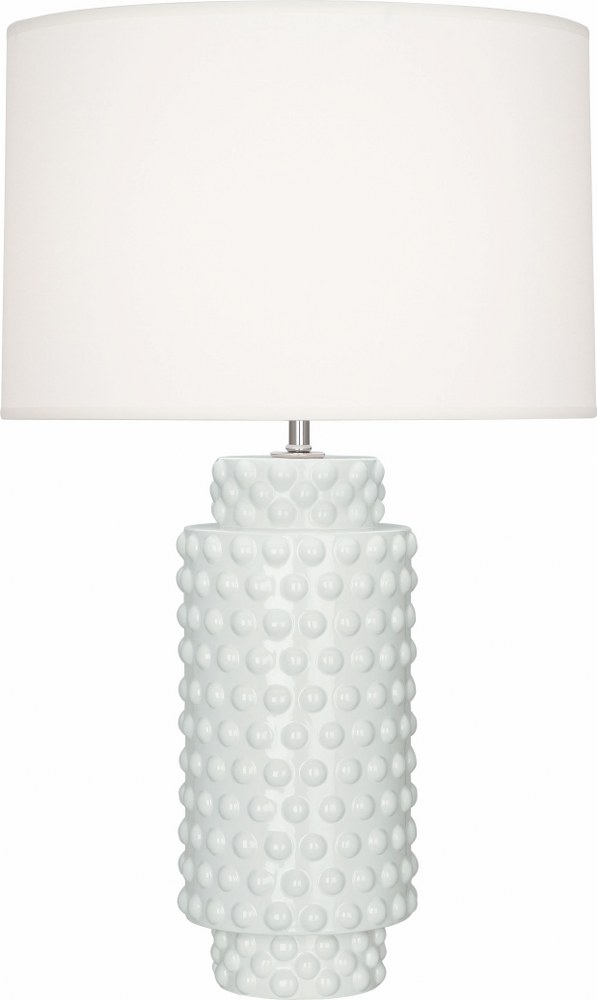 Robert Abbey Lighting-LY800-Dolly-One Light Table Lamp-6.63 Inches Wide by 27.5 Inches High   Lily Glazed Textured Finish with Ascot White Fabric Shade