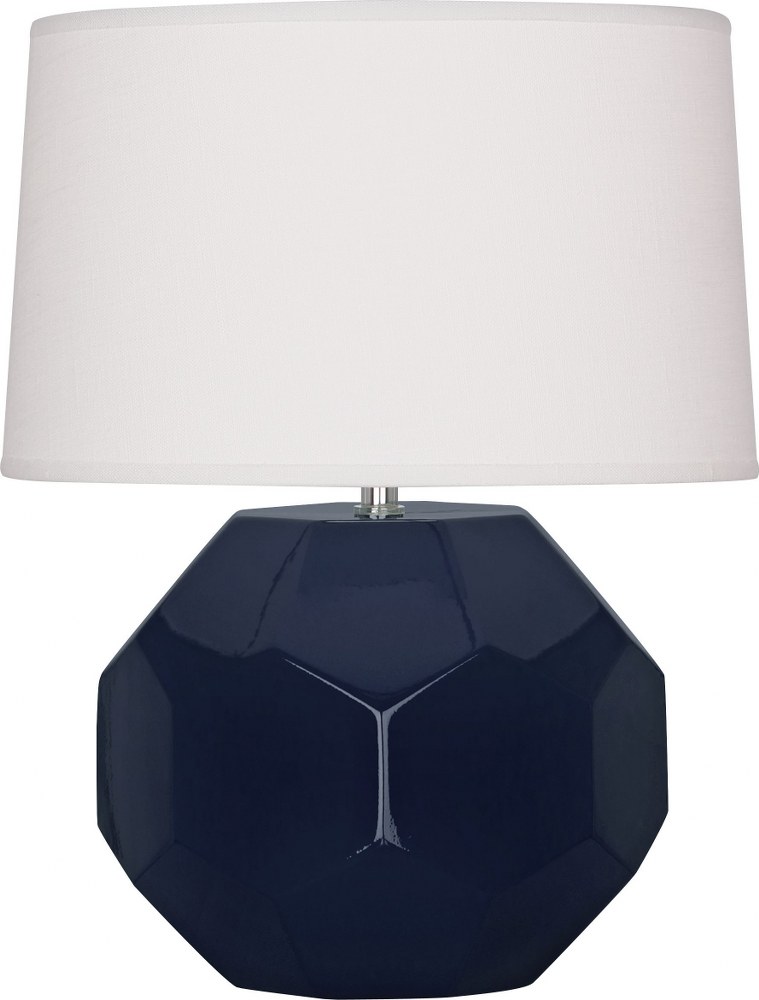 Robert Abbey Lighting-MB01-Franklin-1 Light Table Lamp-12.5 Inches Wide by 23.5 Inches High Midnight Blue  Amethyst Glazed Finish with Oyster Linen Shade