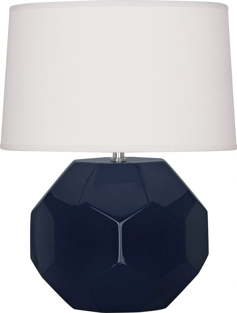 Robert Abbey Lighting-MB02-Franklin-1 Light Accent Lamp-9 Inches Wide by 16.38 Inches High Midnight Blue  Amethyst Glazed Finish with Oyster Linen Shade