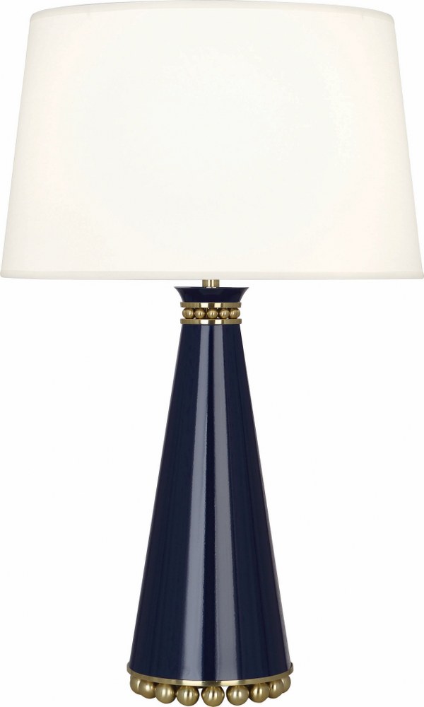 Robert Abbey Lighting-MB44X-Pearl-One Light Table Lamp-7.25 Inches Wide by 29.38 Inches High   Midnight Blue Lacquered Paint/Modern Brass Finish with Fondine Fabric Shade
