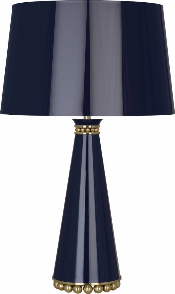 Robert Abbey Lighting-MB44-Pearl-One Light Table Lamp-7.25 Inches Wide by 29.38 Inches High   Midnight Blue Lacquered Paint/Modern Brass Finish with Midnight Blue Painted Opaque Parchment/Gold Shade