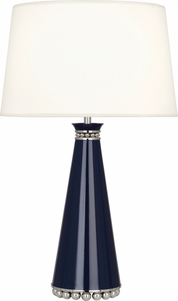 Robert Abbey Lighting-MB45X-Pearl-One Light Table Lamp-7.25 Inches Wide by 29.38 Inches High   Midnight Blue Lacquered Paint/Polished Nickel Finish with Fondine Fabric Shade