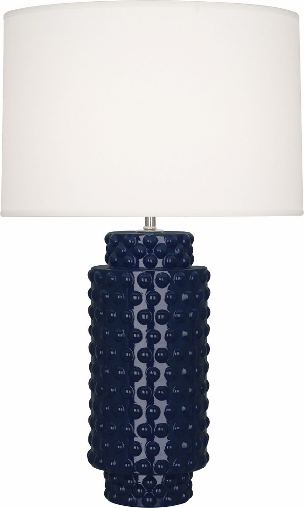Robert Abbey Lighting-MB800-Dolly-One Light Table Lamp-6.63 Inches Wide by 27.5 Inches High   Midnight Blue Glazed Textured Finish with Fondine Fabric Shade