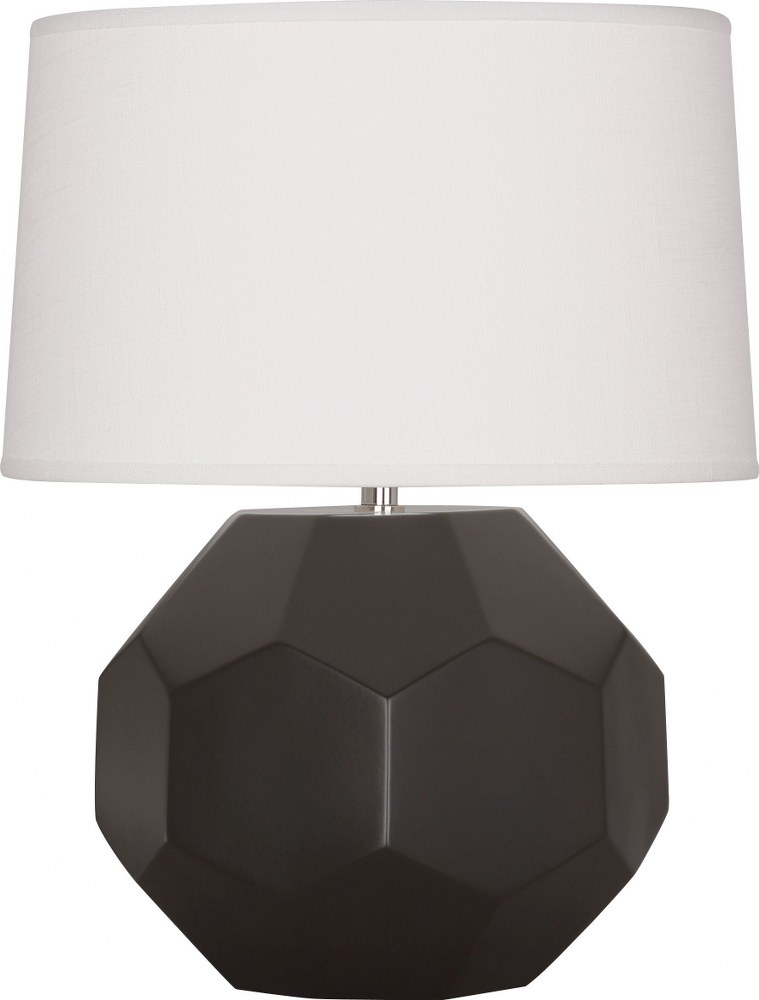 Robert Abbey Lighting-MCF01-Franklin-1 Light Table Lamp-12.5 Inches Wide by 23.5 Inches High Matte Coffee  Amethyst Glazed Finish with Oyster Linen Shade