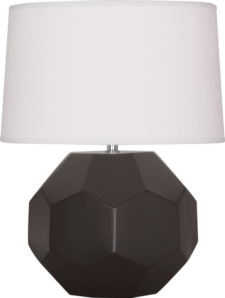 Robert Abbey Lighting-MCF02-Franklin-1 Light Accent Lamp-9 Inches Wide by 16.38 Inches High Matte Coffee  Amethyst Glazed Finish with Oyster Linen Shade