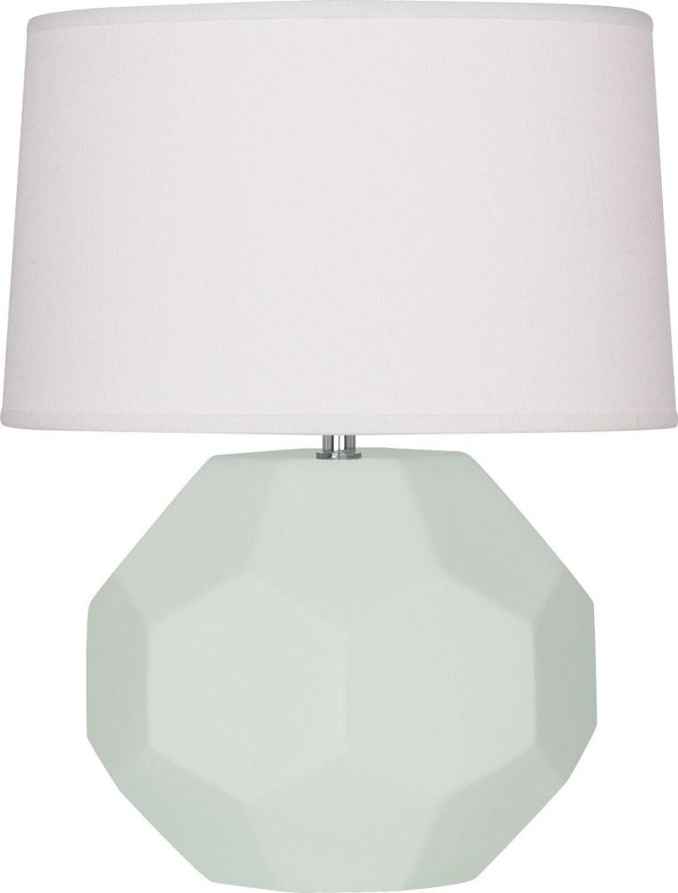 Robert Abbey Lighting-MCL01-Franklin-1 Light Table Lamp-12.5 Inches Wide by 23.5 Inches High Matte Celadon  Amethyst Glazed Finish with Oyster Linen Shade