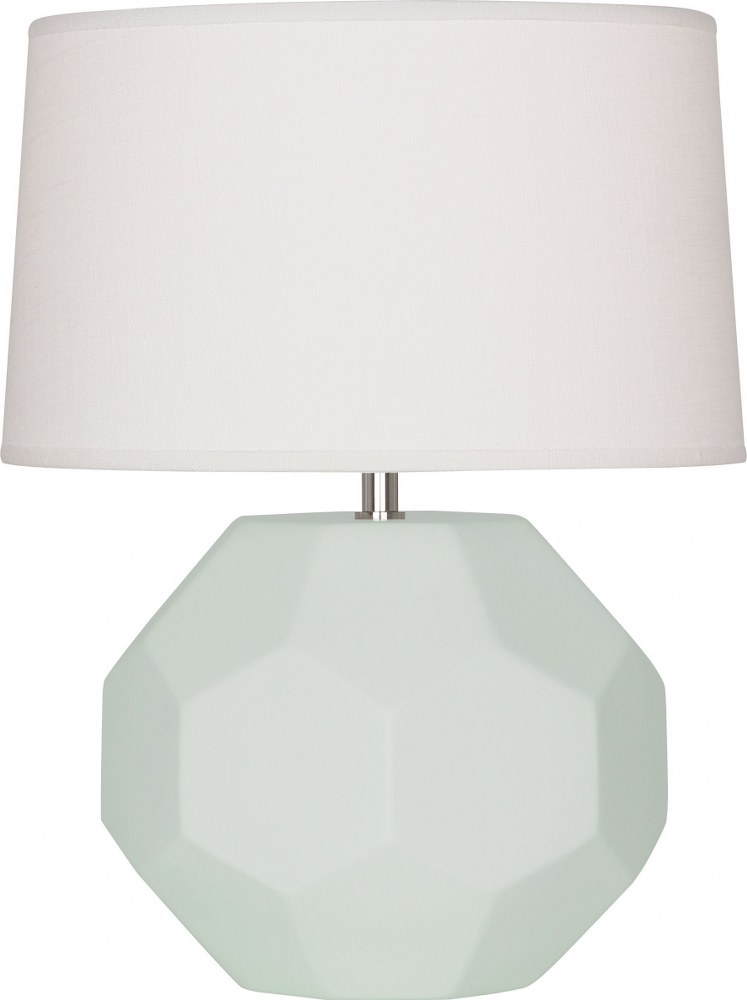 Robert Abbey Lighting-MCL02-Franklin-1 Light Accent Lamp-9 Inches Wide by 16.38 Inches High Matte Celadon  Amethyst Glazed Finish with Oyster Linen Shade