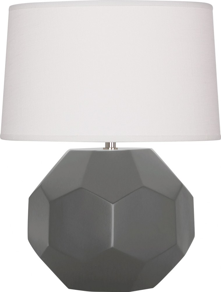 Robert Abbey Lighting-MCR01-Franklin-1 Light Table Lamp-12.5 Inches Wide by 23.5 Inches High Matte Ash  Amethyst Glazed Finish with Oyster Linen Shade