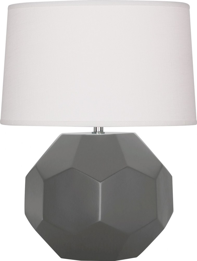 Robert Abbey Lighting-MCR02-Franklin-1 Light Accent Lamp-9 Inches Wide by 16.38 Inches High Matte Ash  Amethyst Glazed Finish with Oyster Linen Shade