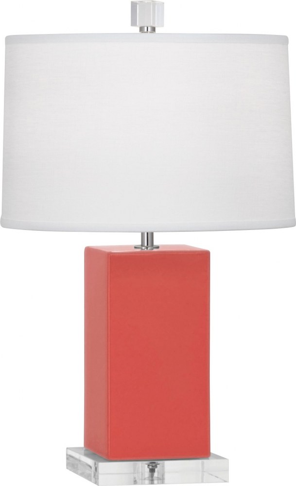 Robert Abbey Lighting-ML990-Harvey-One Light Table Lamp-4.13 Inches Wide by 19.13 Inches High   Melon Glazed Finish with Frosted Glass with Oyster Linen Shade