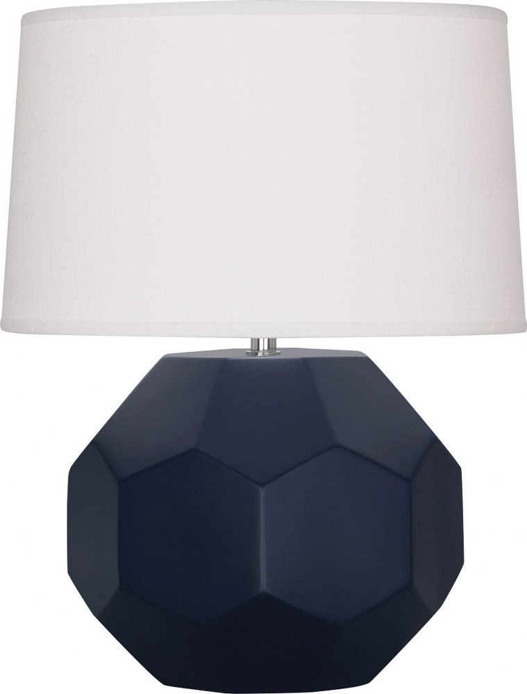 Robert Abbey Lighting-MMB01-Franklin-1 Light Table Lamp-12.5 Inches Wide by 23.5 Inches High Matte Midnight Blue  Amethyst Glazed Finish with Oyster Linen Shade