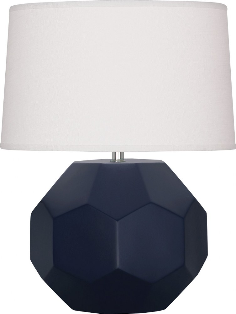 Robert Abbey Lighting-MMB02-Franklin-1 Light Accent Lamp-9 Inches Wide by 16.38 Inches High Matte Midnight Blue  Amethyst Glazed Finish with Oyster Linen Shade