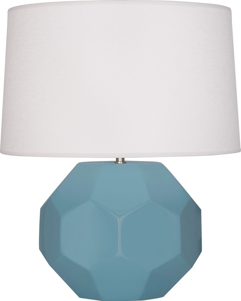 Robert Abbey Lighting-MOB01-Franklin-1 Light Table Lamp-12.5 Inches Wide by 23.5 Inches High Matte Steel Blue  Amethyst Glazed Finish with Oyster Linen Shade