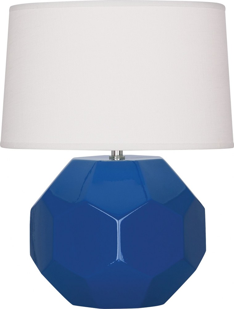 Robert Abbey Lighting-MR01-Franklin-1 Light Table Lamp-12.5 Inches Wide by 23.5 Inches High Marine Blue  Amethyst Glazed Finish with Oyster Linen Shade